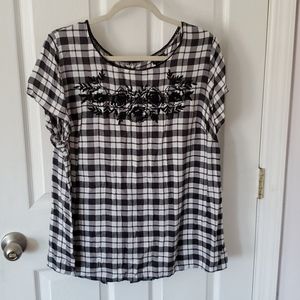 Torrid Plaid embroidered blouse